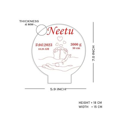 Personalized Baby Lamp Customized with Name Date & Time  New Mom Gifts  Pregnancy Gift  7 Color Changing Light  New Born Baby Gift